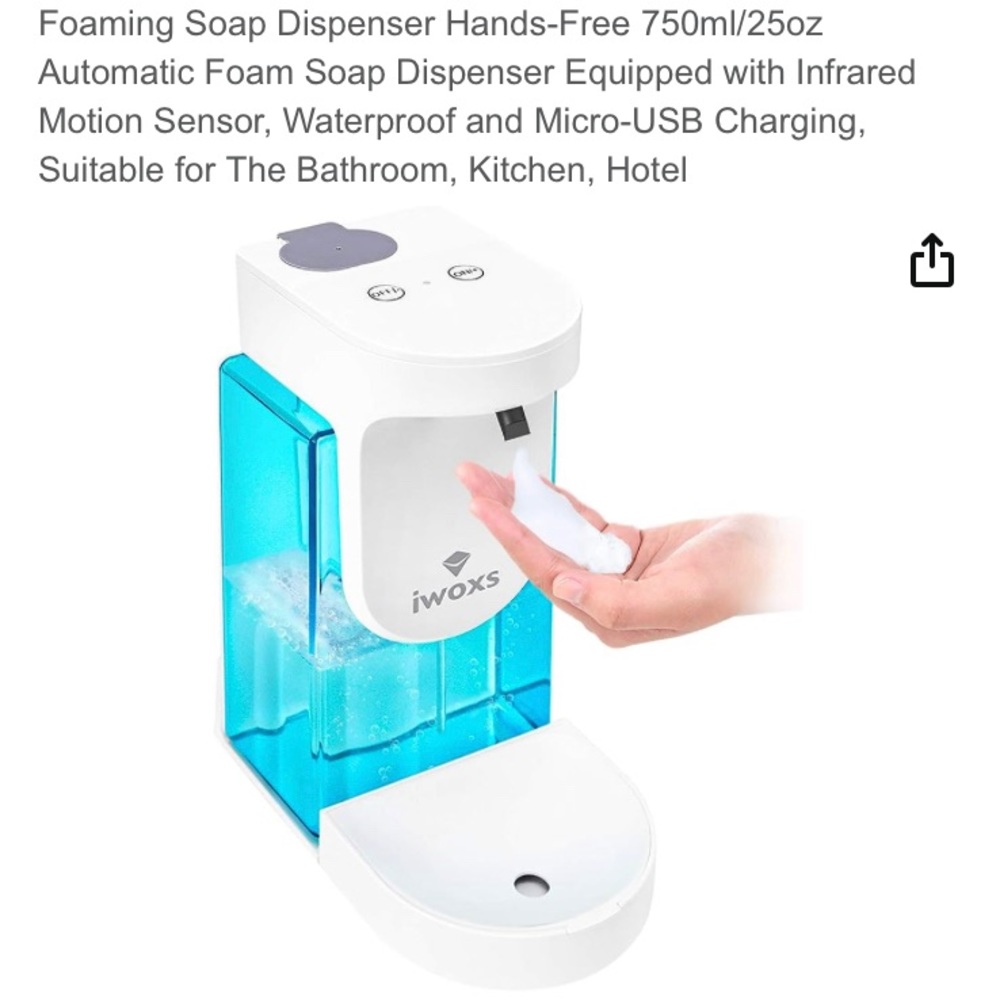 Foaming soap dispenser hands free 750ml / 25 oz